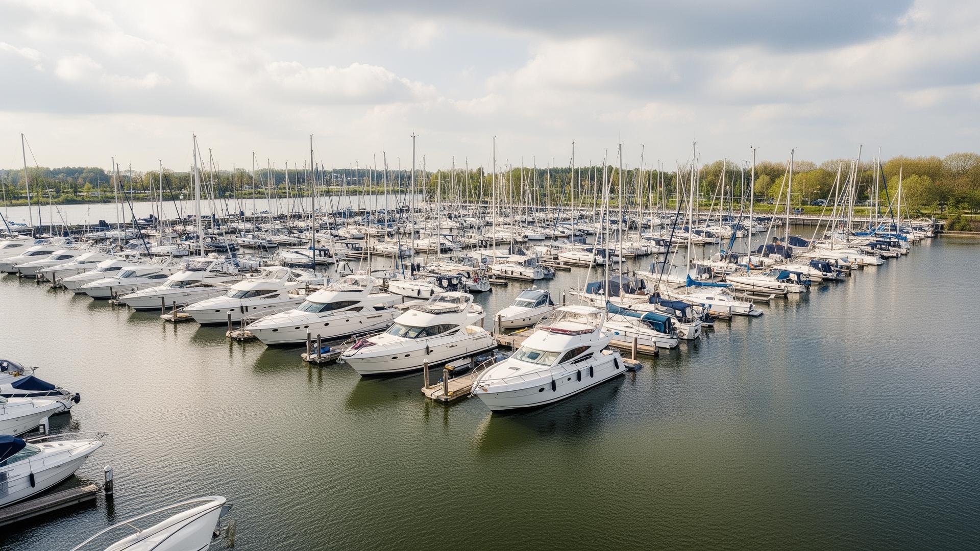 Jachthaven met boten in ligplaatsen